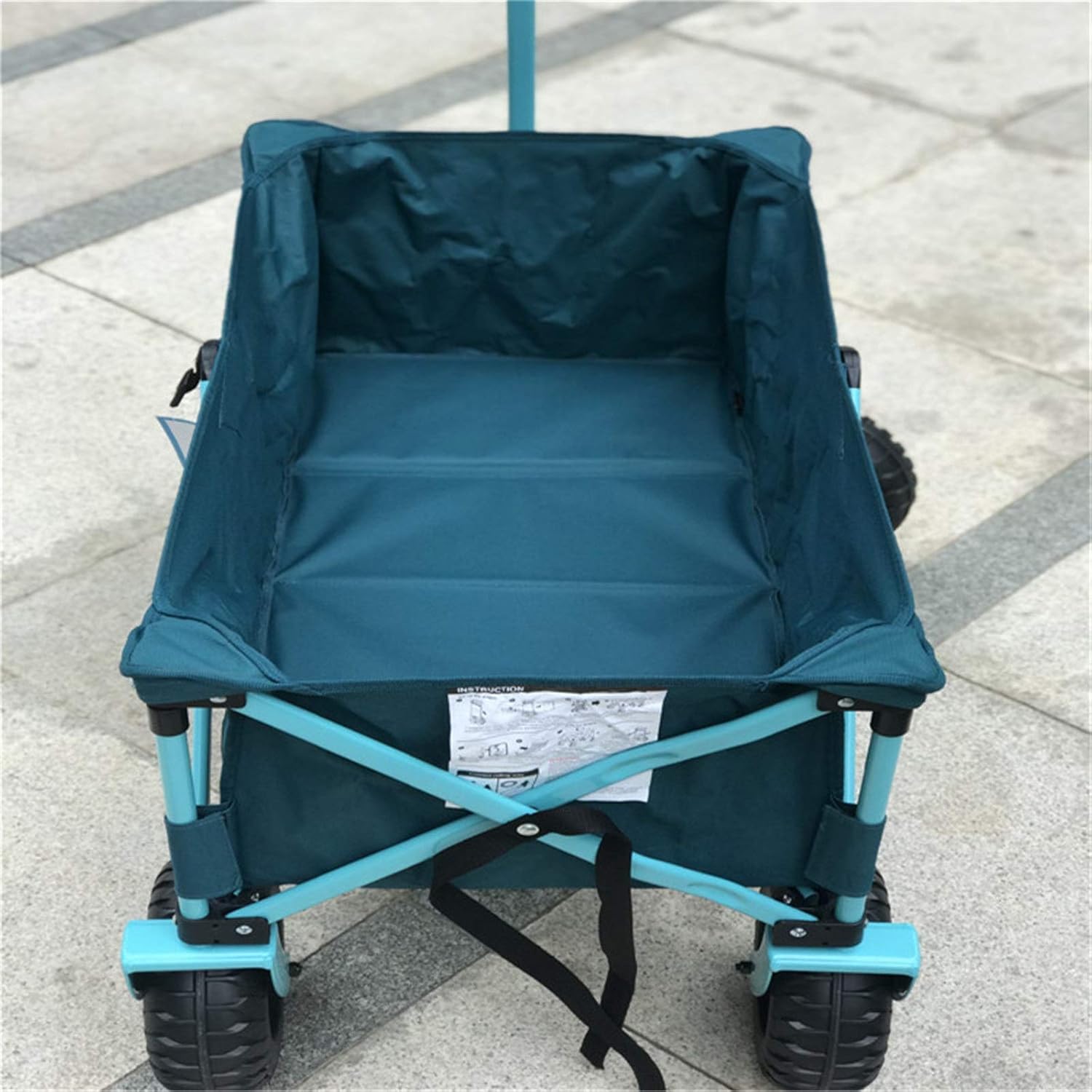 Garden Carts Outdoor Camping Trolley Waterproof Picnic Camping Car Portable Folding Four-Wheel Beach Hand Trailer Outdoor Trolley (Color : Green, Size : One Szie) (Green One szie)
