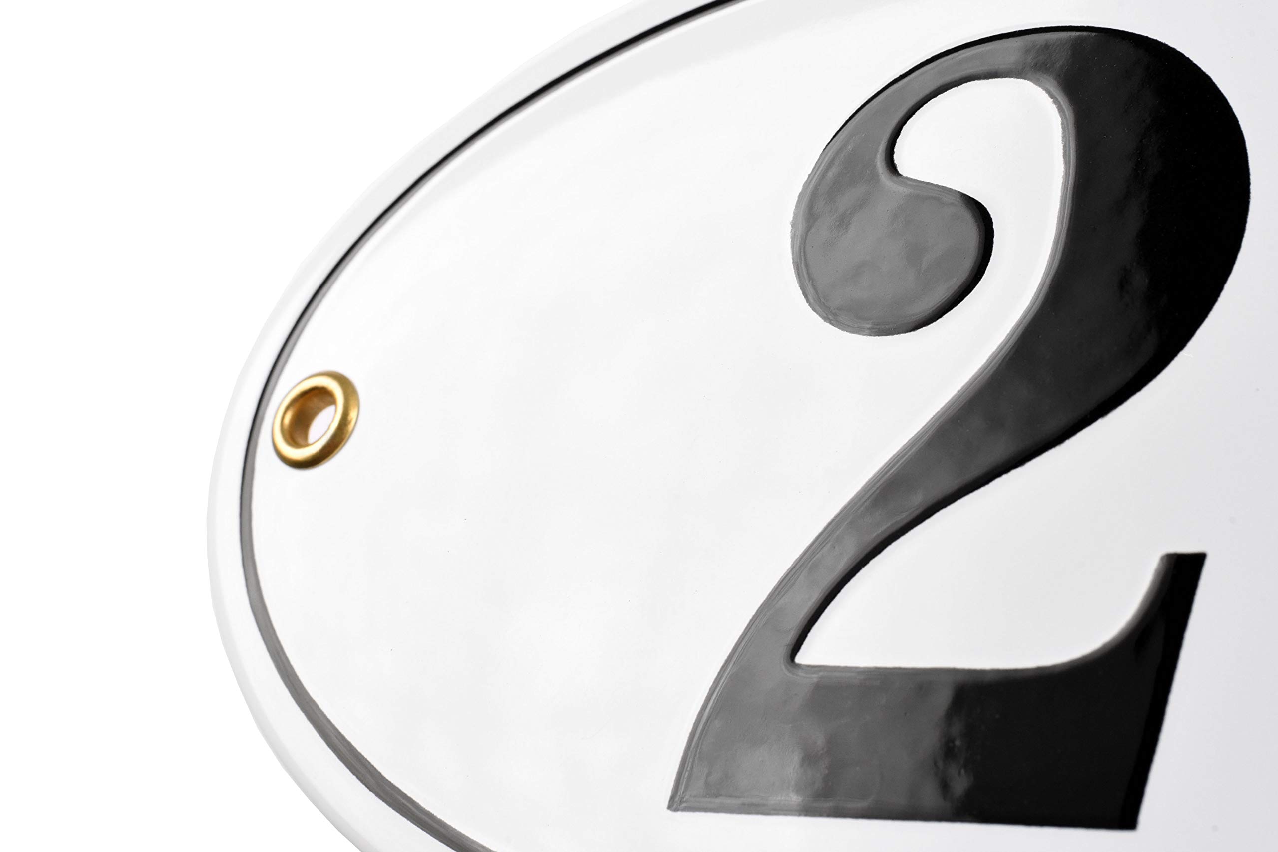 Hausnummerschild Hausnummer - oval 10x15 cm - Keramik Emaille - Wetterfest - Personalisiert - Emailschild (Anthrazit)