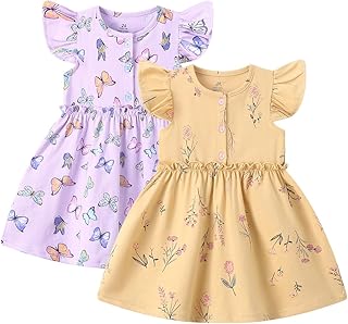 Toddler Dress for Baby Girl Flutter Sleeve Flower Summer Beach Dresses for Infant - Buy now