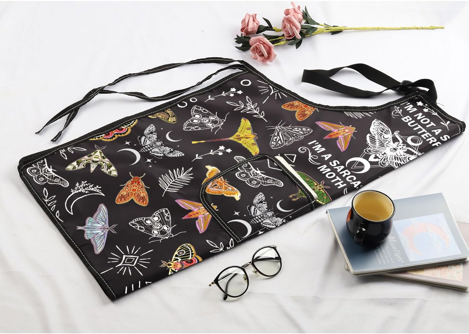 MBMSO Death Head Moth Apron Celestial Gifts for Moth Lovers I'm Not a Social Butterfly Goblincore Gifts Mystical Witchy Apron - Image 7