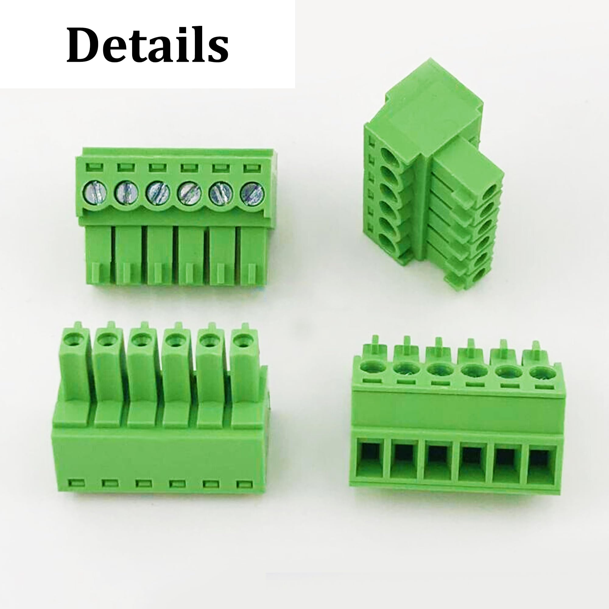 Lot De 5 Connecteurs Phoenix 6 Broches 3,81 Mm – Mâle Et Femelle, Pour Fils 16-28 AWG