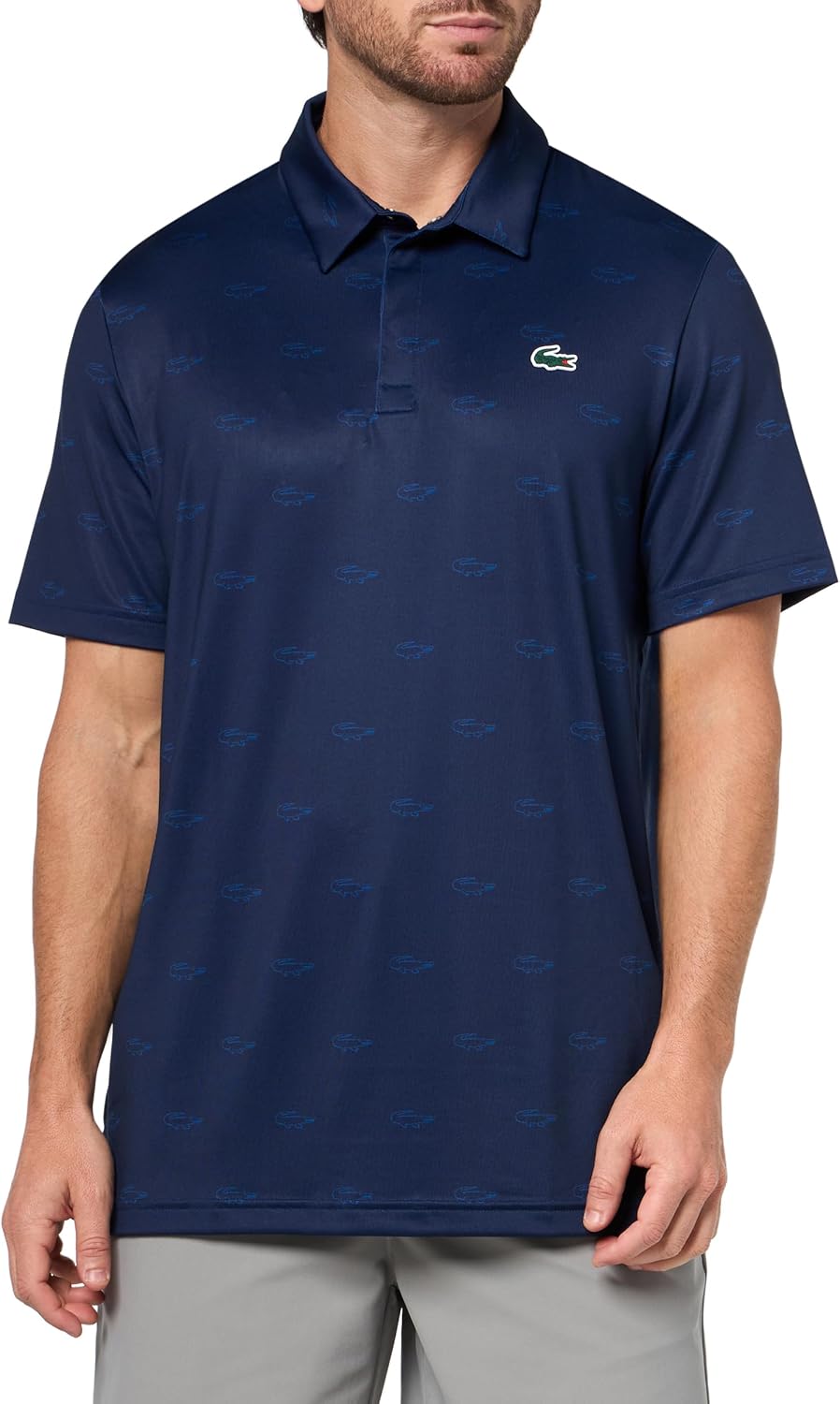Lacoste Men's Regular Fit UV Protect Golf Polo Shirt, Navy Blue/Navy Blue/France Blue, Large
