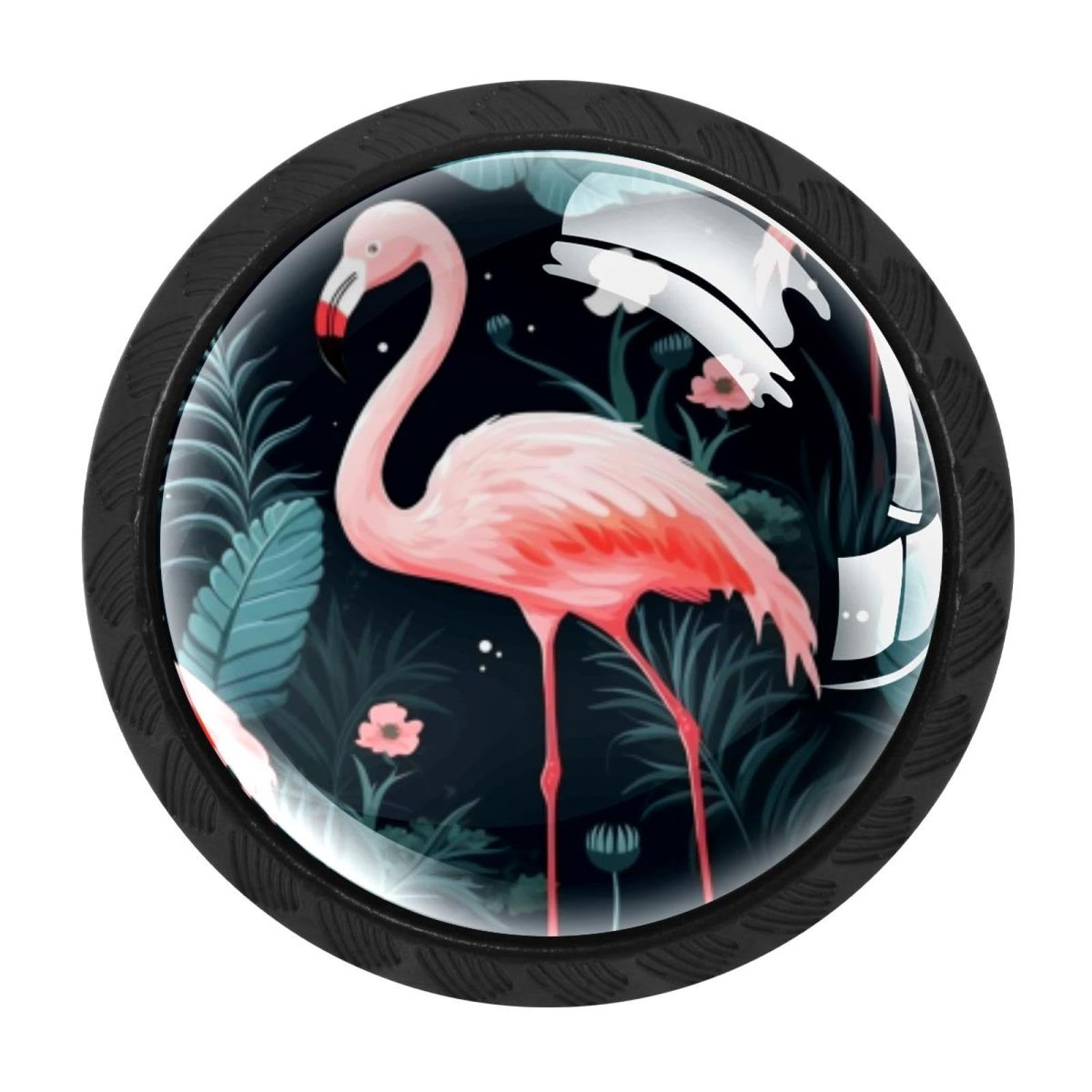 Chenzzzz Multicolored 09 Flamingo Rainforest Drawer Knobs Pull Handles 4 Pcs Glass Cabinet Drawer Pulls For Home Kitchen Office Cabinet Cupboard