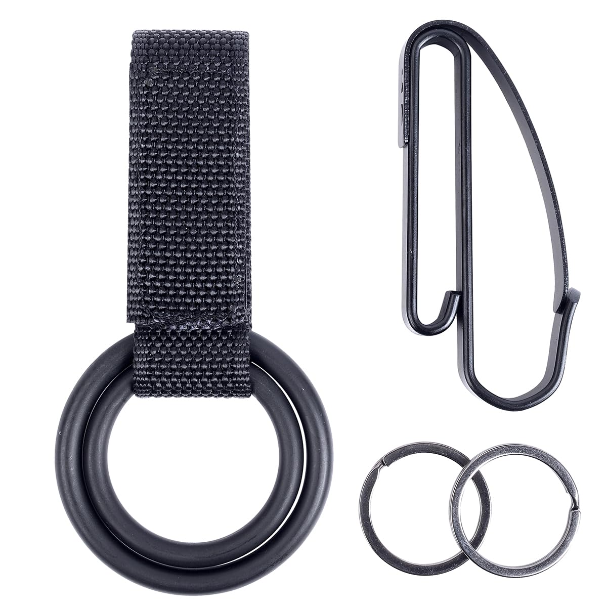 SdTacDuGe Double Ring Flashlight Holder Tactical Key Ring Holder, Special for Police and Fire Agencies,Double C and D Cell Flash Light Holder Combo