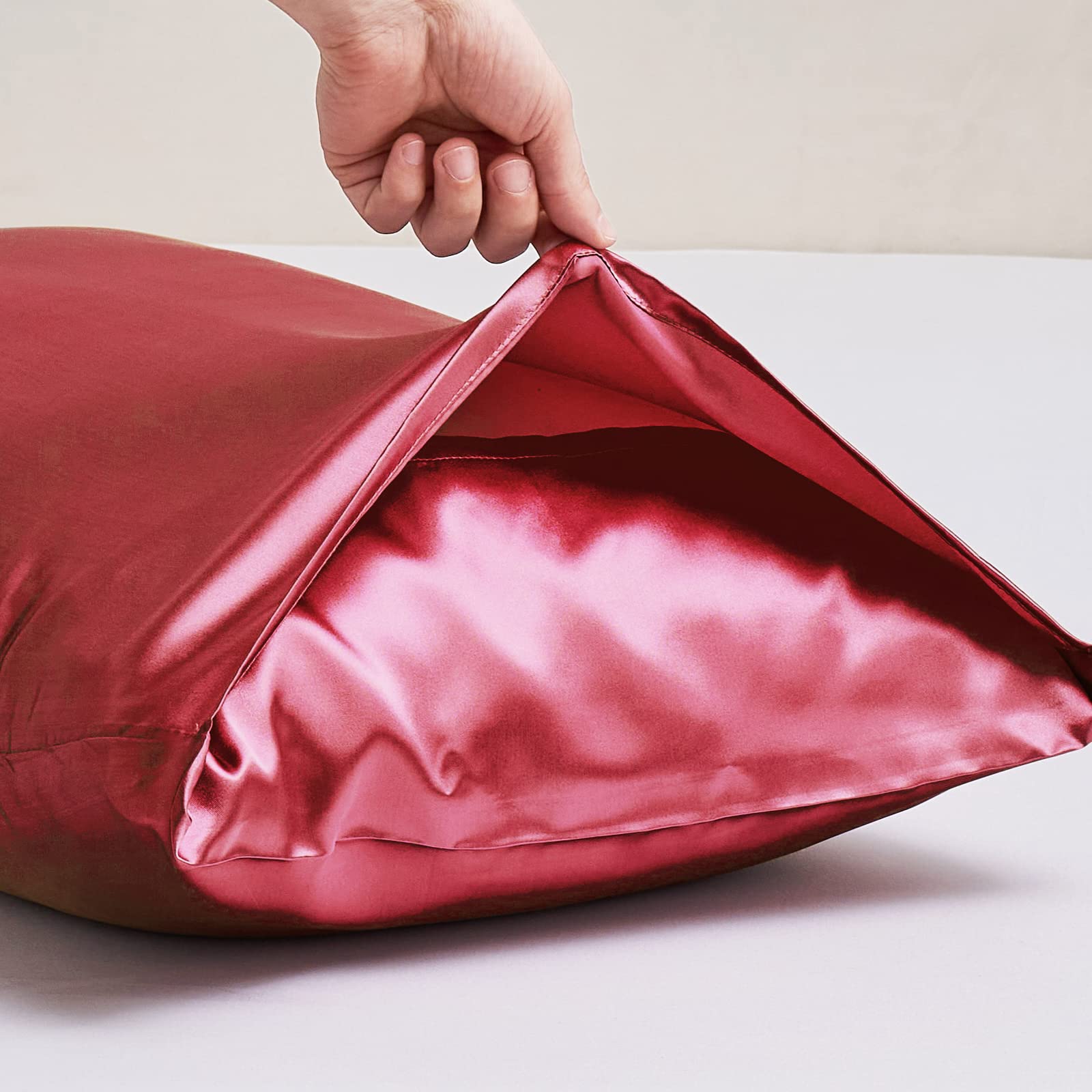 Federe In Raso Di Seta 50x75cm - Confezione Da 2, Bordeaux, Per Capelli E Pelle - Foto 11
