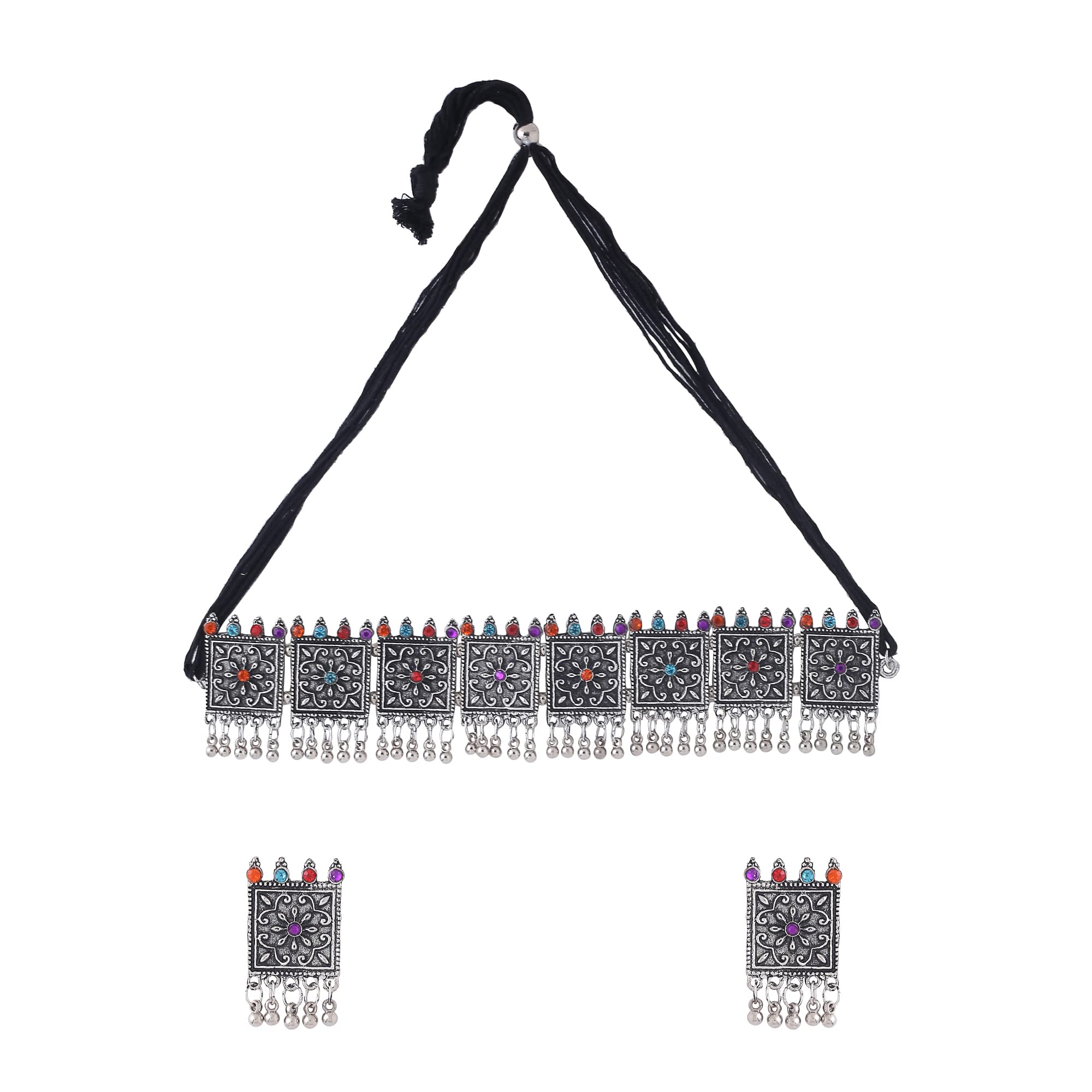 Yellow Chimes Necklace for Women and Girls Silver Oxidised Necklace for Women | Floral Designed Oxidised Silver Necklace for women | Birthday Gift for girls and women Anniversary Gift for Wife (B0C6LWY85K) Amazon Price History, Amazon Price Tracker