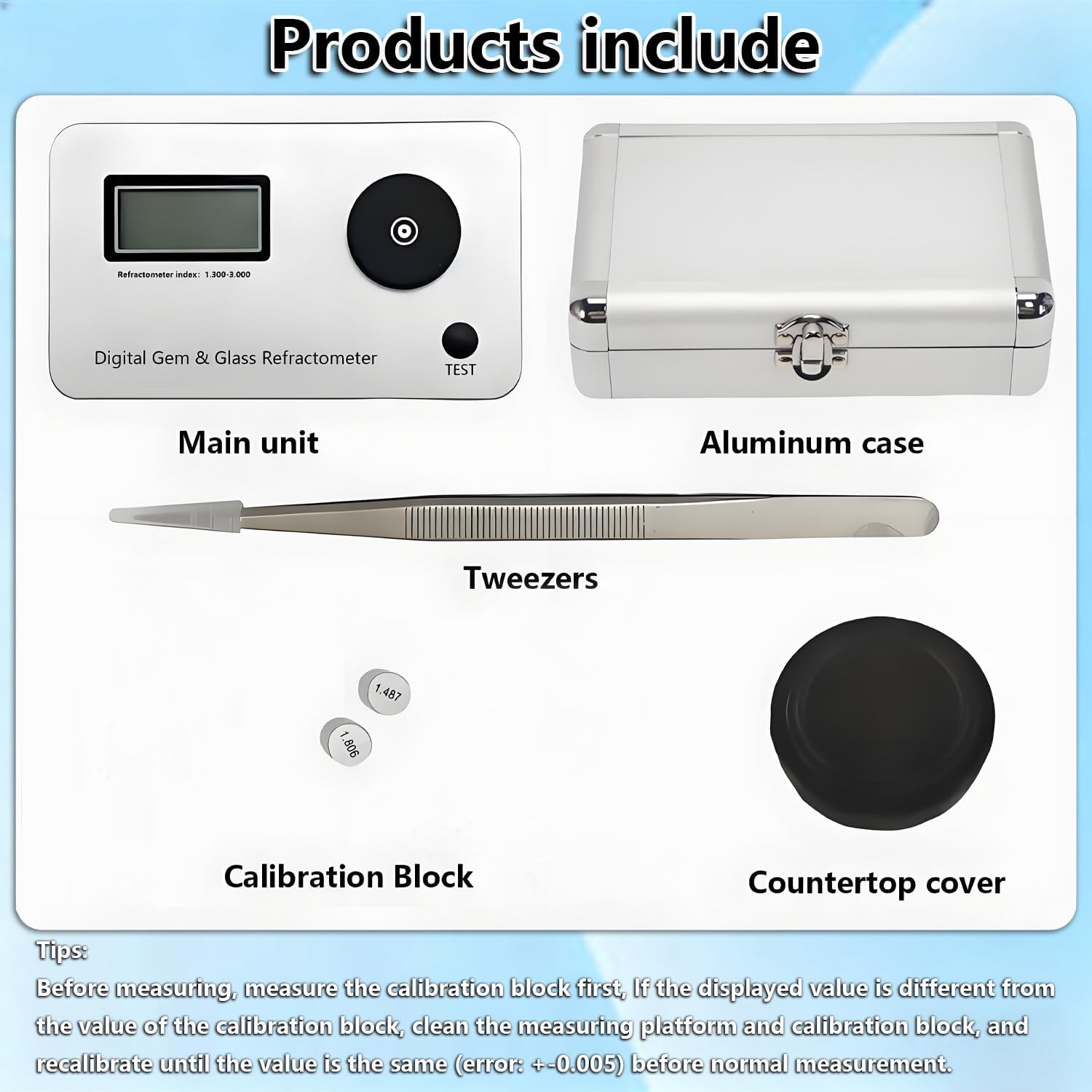 Professional Portable Gemstone Refractometer - Jewelry Refractive Index 1.300-3.000, Accurate Identification Tool for Gem Enthusiasts and Jewelers