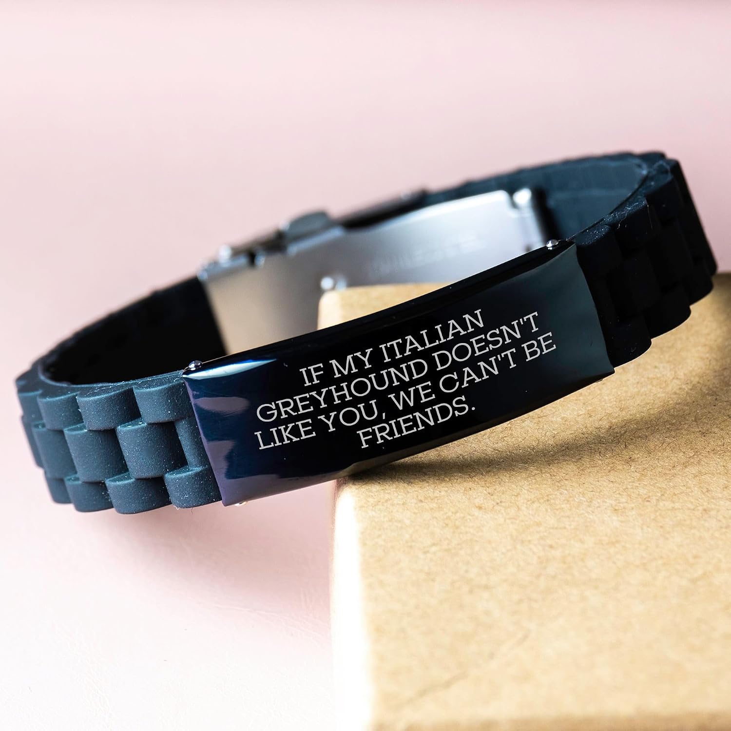 Italian Greyhound Dog Gifts from Friends, Funny Glide lock Clasp Bracelet for Italian Greyhound Dog Lovers at Christmas, If My Italian Greyhound Doesn't Like You, We Can't Be Friends.