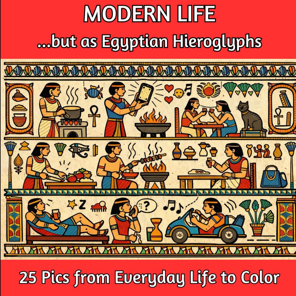 Modern Life…but as Egyptian Hieroglyphs: Adult Coloring Book for Mindfulness and Peace: Relax and Unwind with Images Representing Modern Life but as ... Ready to Add Color and Bring to Life!