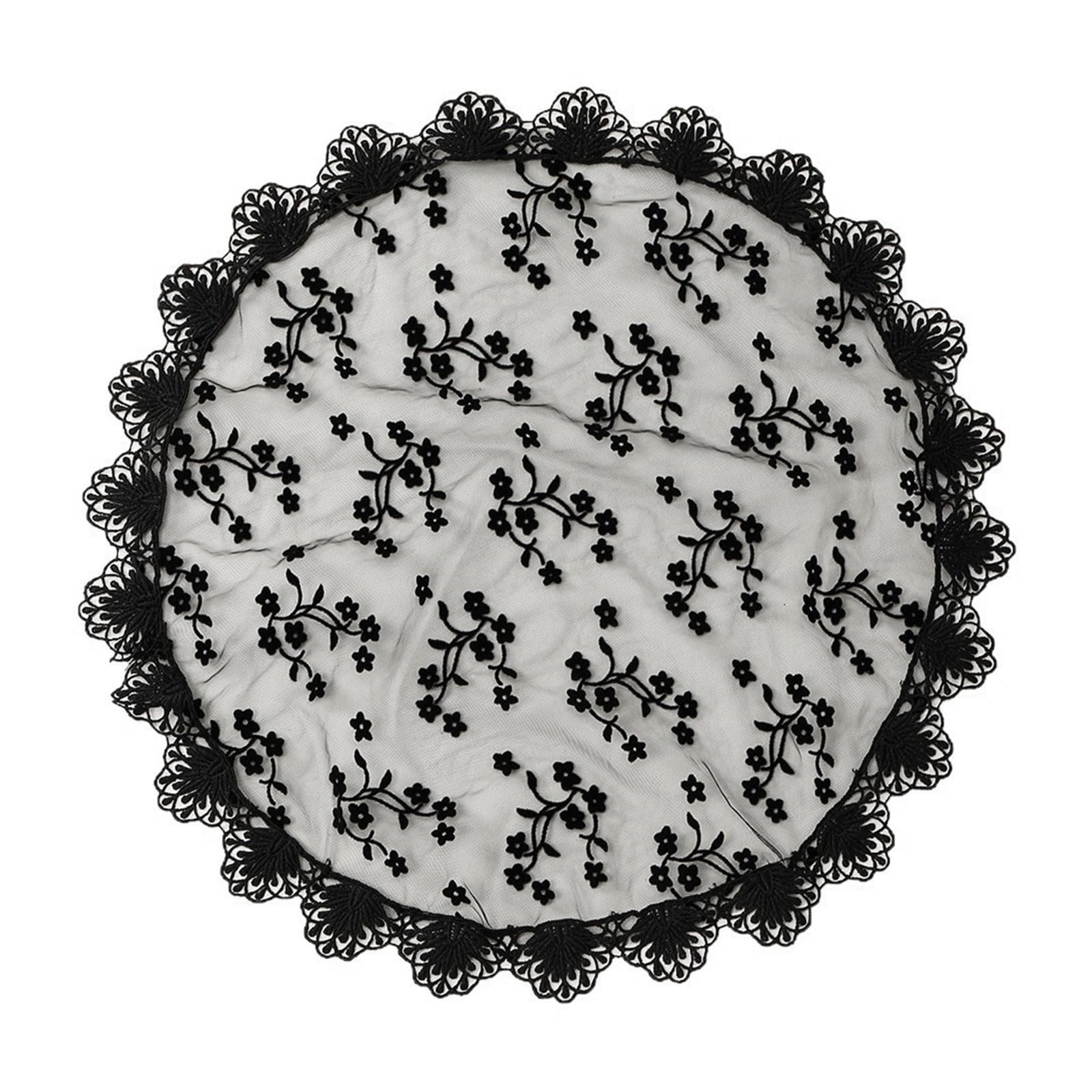 MICFENY Elegant Lace Flower Round Veils For Bride Wedding Chapels Headcover Seethrough Sheer Headscarf Women Accessories