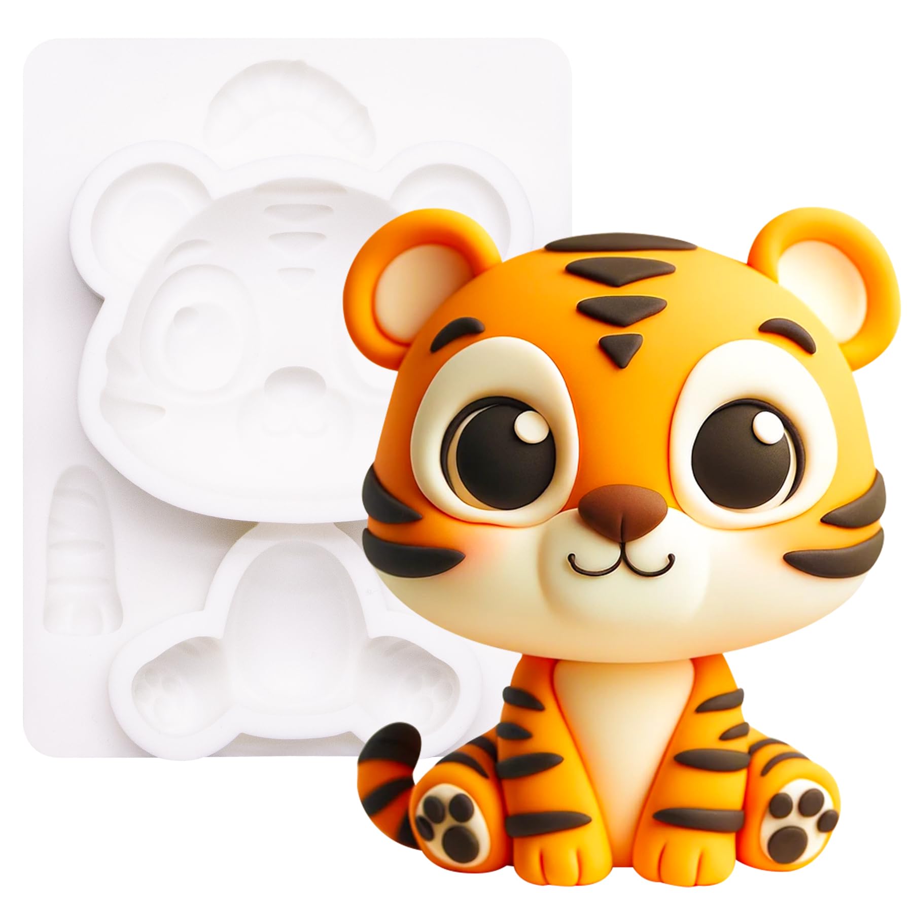 Fondant Mold Tiger Woodland Animal Cake Topper 3.1 Inches Tall
