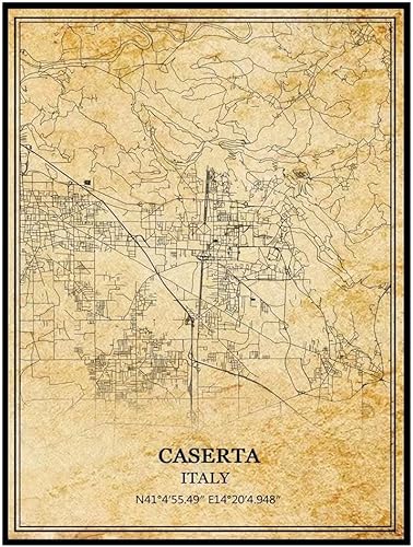 TANOKCRS Caserta - Póster de pared de Italia vintage, mapa, obras de arte, viajes, recuerdo, decoración del hogar, 9 x 11 pulgadas, sin marco