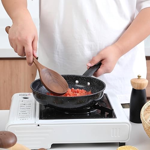 Miniatura 3 de Cucharas de madera para cocinar, cucharas de madera cómodas de mango grueso de 12 pulgadas, utensilios de cocina de madera para agitar, raspar,