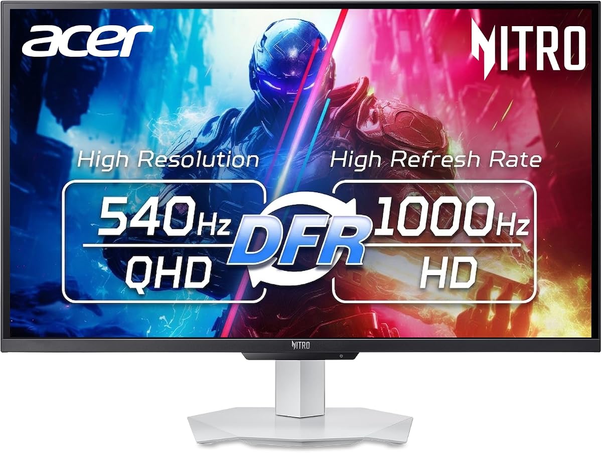 Monitor para juegos Acer Nitro WQHD de 27" | Velocidad máxima DFR de 540 Hz-1000 Hz | XV273U F5 | AMD FreeSync Premium, tiempo de respuesta de 0,05 ms, VESA DisplayHDR 600, panel de alta actualización con DP dual 1.4 y HDMI dual 2.1