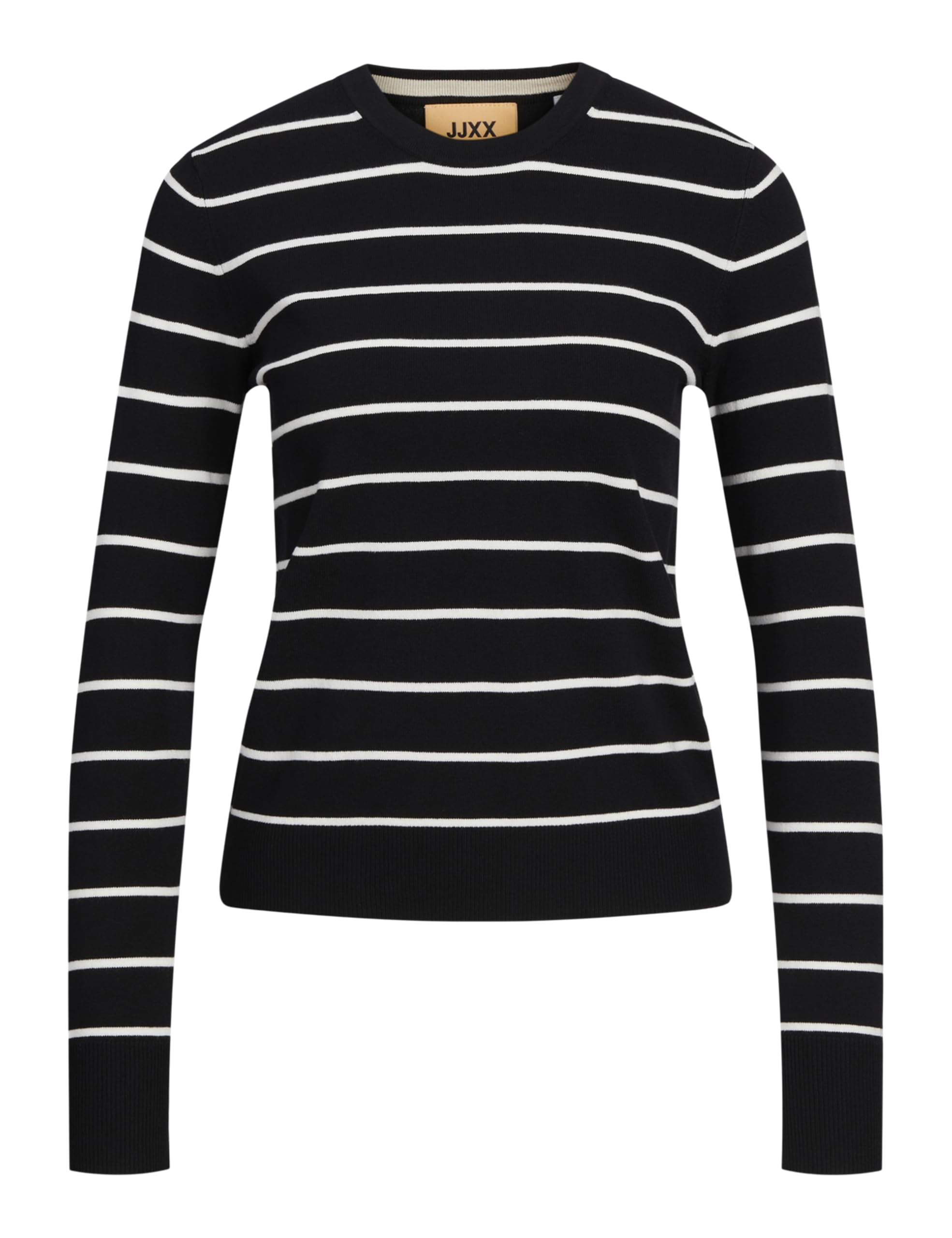Jjxx Women's Black/Stripes:/Cloud Dancer Jxcara Comfy Stripe Crew Neck Knit Sn Knitted Jumper, Xs