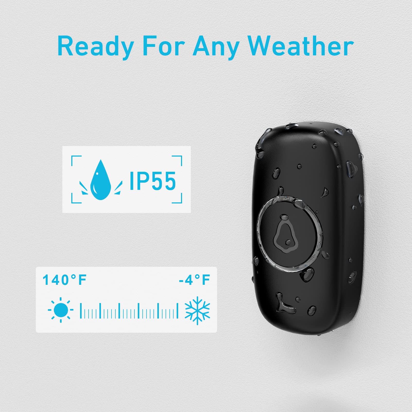SECRUI Wireless Doorbell, Easy Installation, Adjustable Volumes, 58 Chimes, 1000Ft Operating Range, LED Indicator, Black - 3