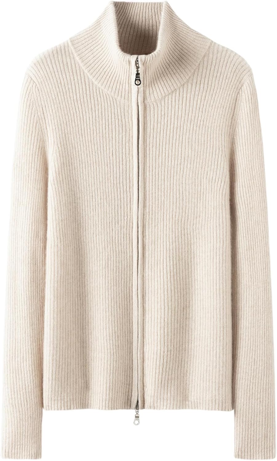 Women’s Cashmere Merino Wool Blend Mock Neck Full-Zip Cardigan Turtleneck Sweaters Long Sleeve Lightweight Outwear