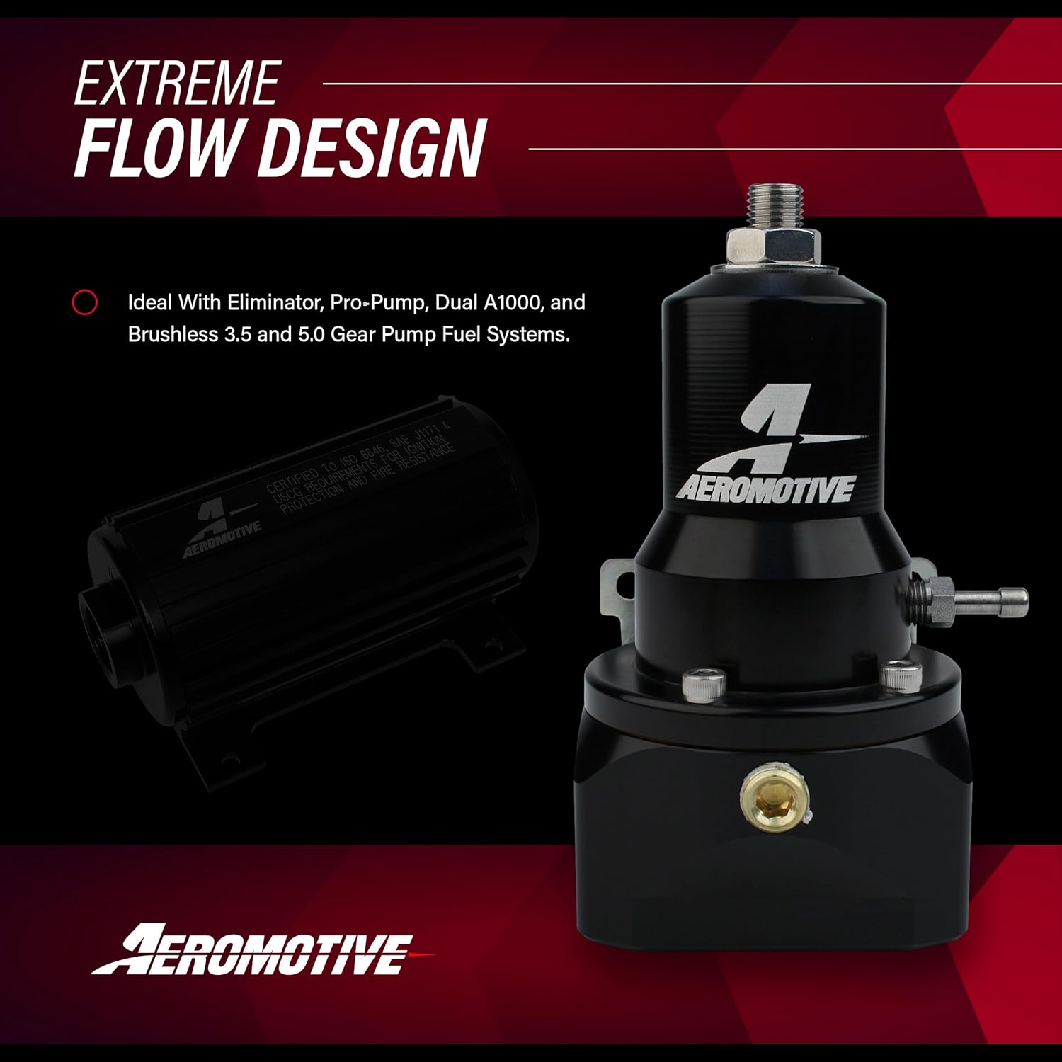 Aeromotive 13134 Extreme Flow EFI Fuel Pressure Regulator, Adjustable, 30-120 PSI, 2-Port