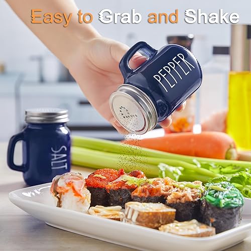 Miniatura 32 de Juego de salero y pimentero turquesa, decoración de cocina verde azulado y accesorios para el hogar, restaurantes, bodas, juego de sal y pimienta