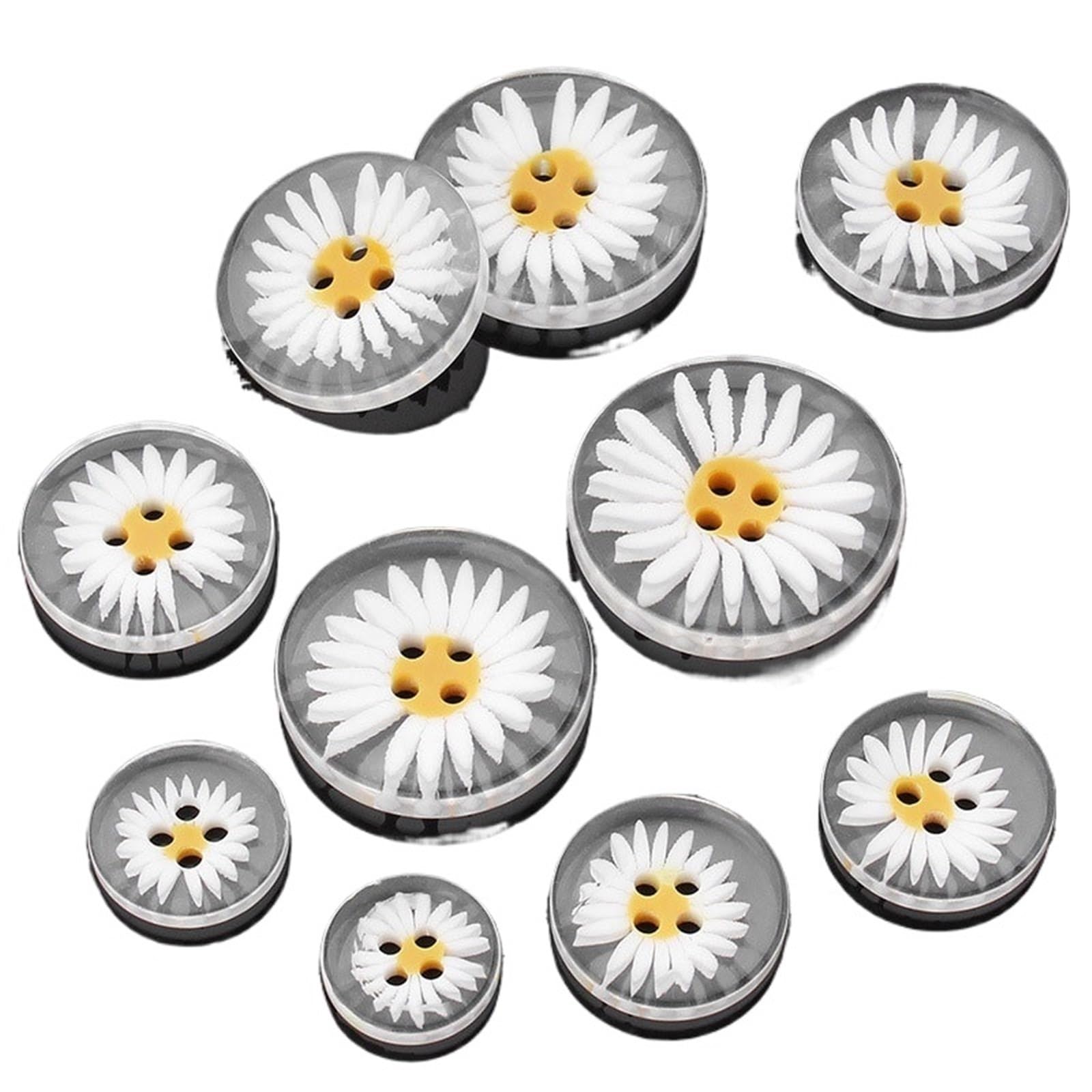 20Pcs Resin Buttons Daisy Hand Sewing Buttons Craft Buttons for Sewing DIY Crafts Clothes 11.5-30MM (White 20PCS_11.5MM)