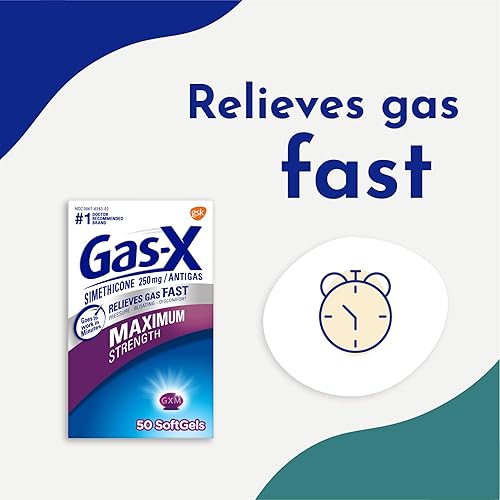 Vista 6 de Gas-X Cápsulas blandas de alivio de gases de máxima resistencia con simeticona, 250 mg - 30