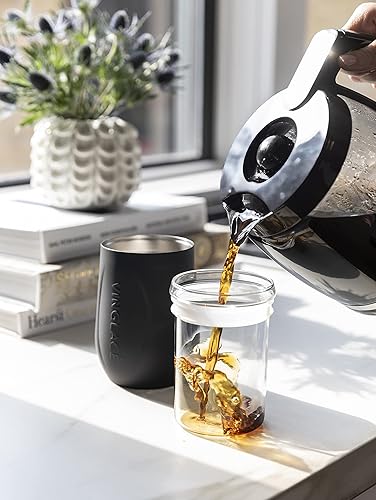 Miniatura 3 de Vinglacé Copa de vino de acero inoxidable sin tallo, vaso de vino aislado con inserto de vidrio y tapa para sorber, 10 onzas, oro rosa