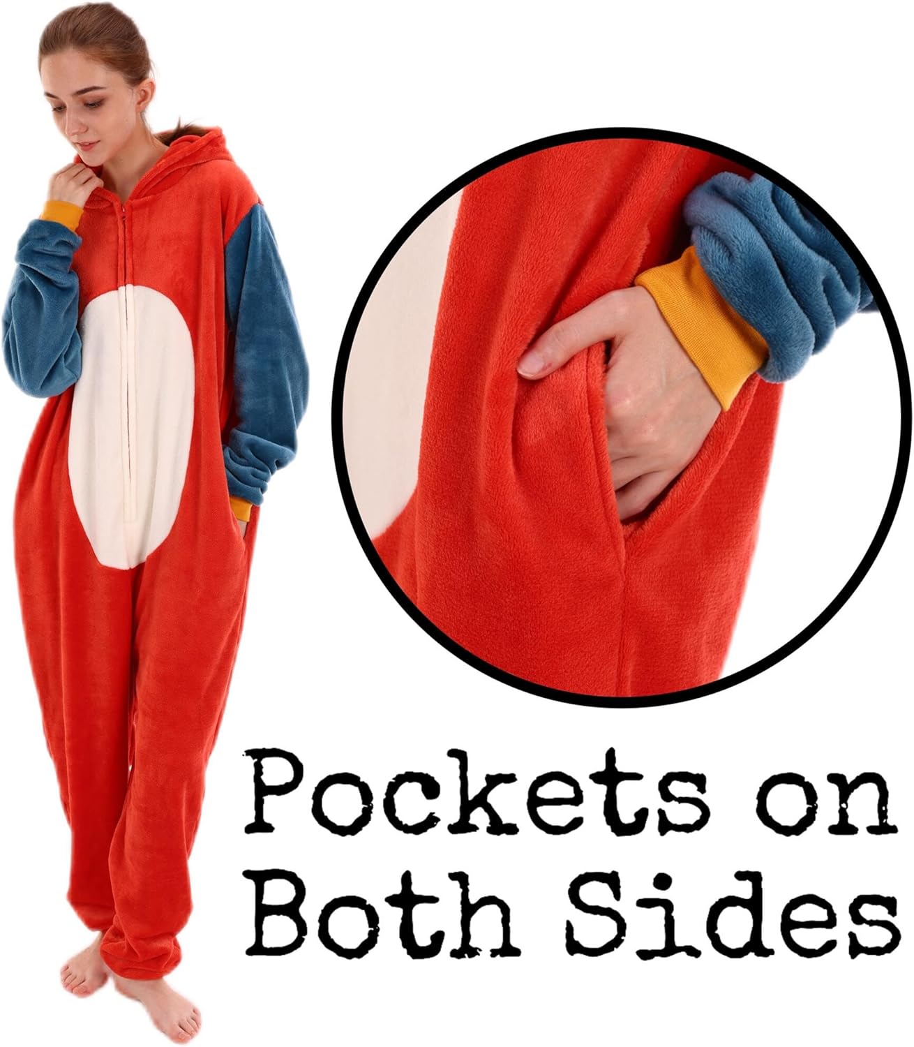 COSUSKET Snug Fit Unisex Adult Onesie Pajamas, Flannel Cosplay Animal One Piece Halloween Costume Sleepwear Homewear - Image 4