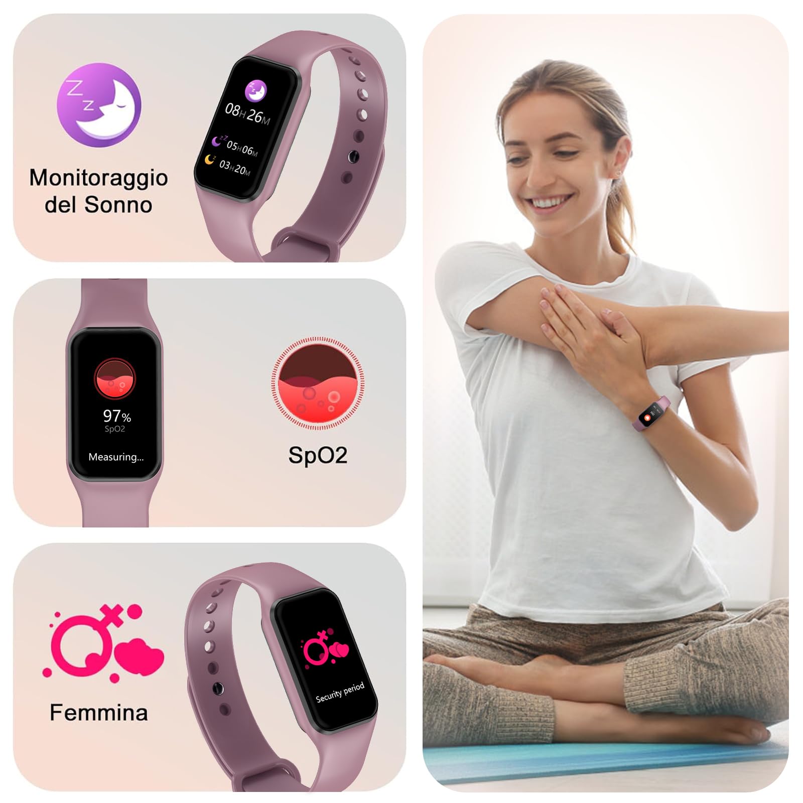 FeipuQu Smartwatch Uomo Donna, 5 ATM Impermeabil con Cardiofrequenzimetro/SpO2/Sonno/Contapassi, Notifiche Smart Watch Orologio Fitness Activity Tracker per iOS Android (2 Cinturini)