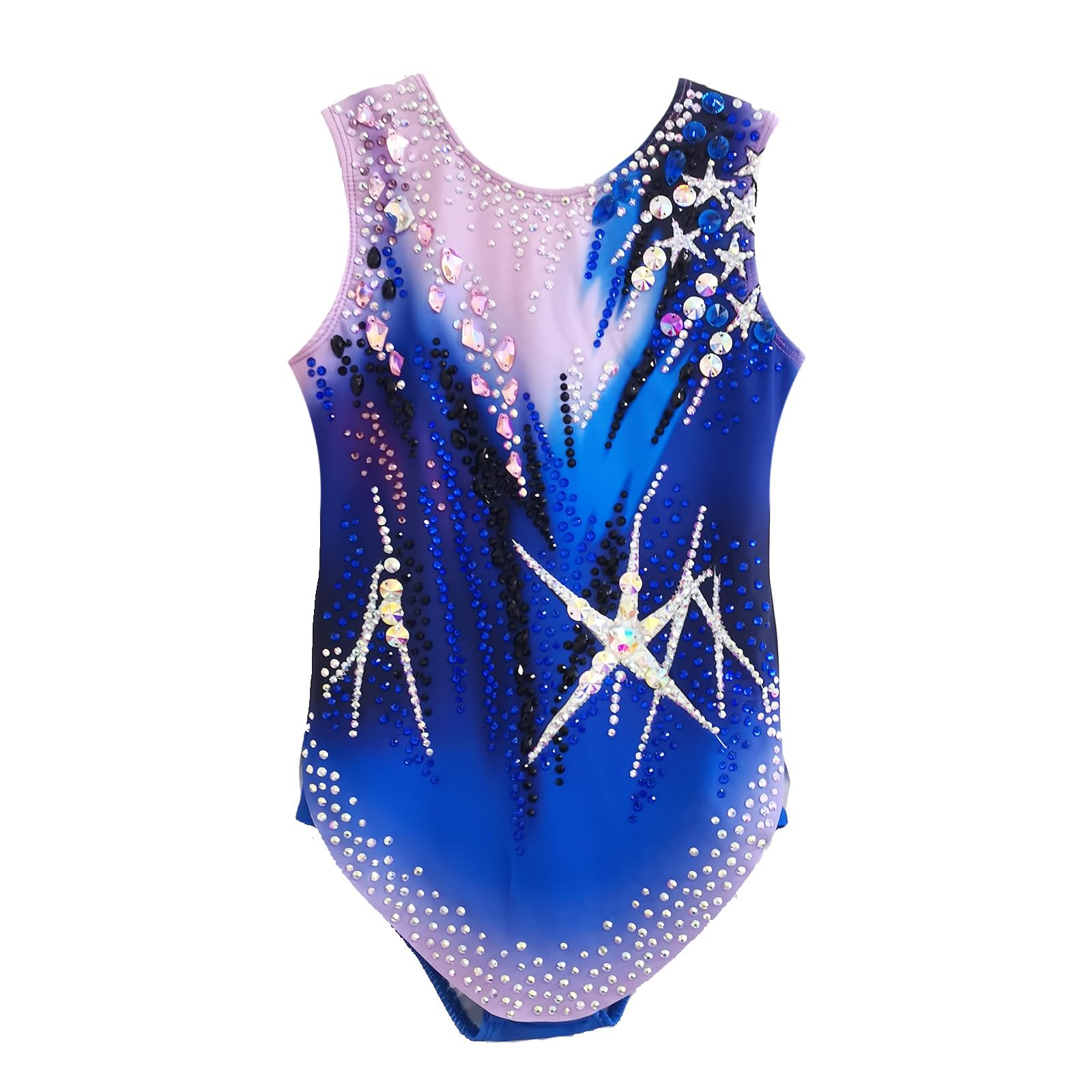 LIUHUO Maillot de gimnasia rítmica sin mangas azul para niñas, nueva regla de competición