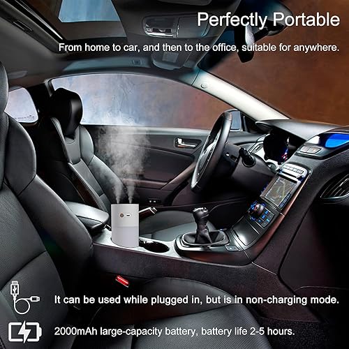 Miniatura 5 de HODEMI Humidificador pequeño portátil - Humidificadores de niebla fría con protección contra escasez de agua, luz nocturna cálida, mini