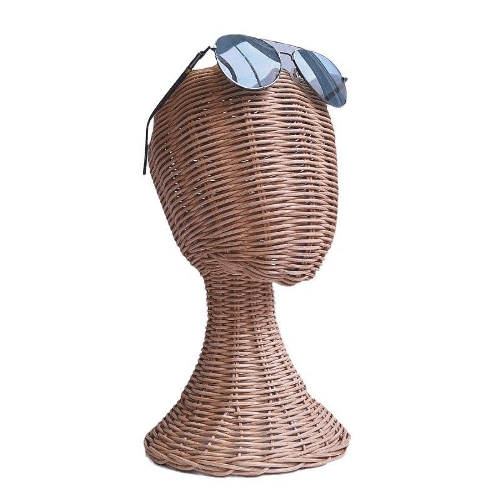 perfk Supporto per parrucca con supporto per testa di manichino, modello di visualizzazione per parrucche in rattan professionale alla moda, porta cappelli,