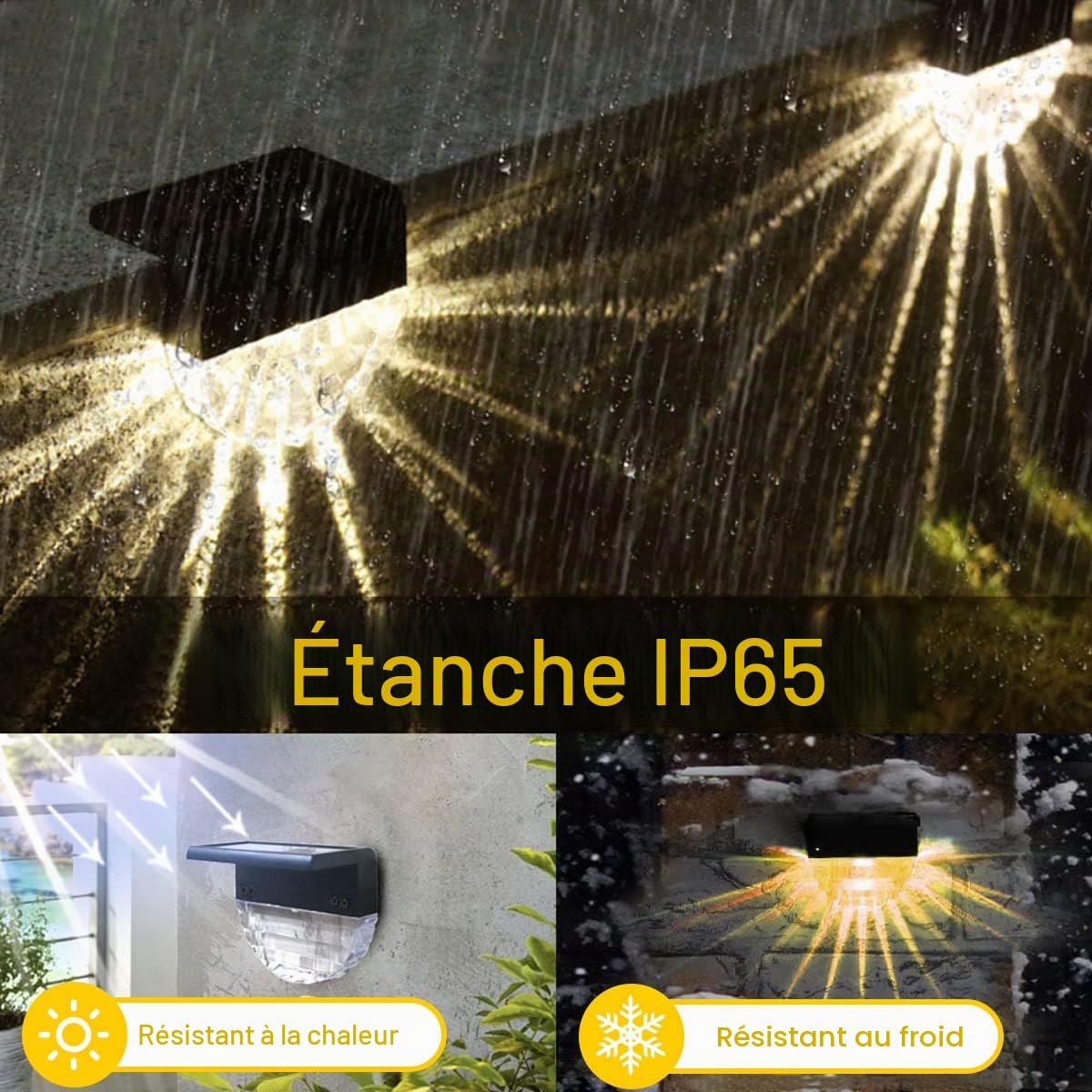 Lampe Solaire pour Jardin Extérieur, 6 Pièces IP65 Imperméable à L'eau LED Lampe Solaire,2 Modes,Applique Extérieure Clôture Lumière pour Clôture,pour Jardin,Cour