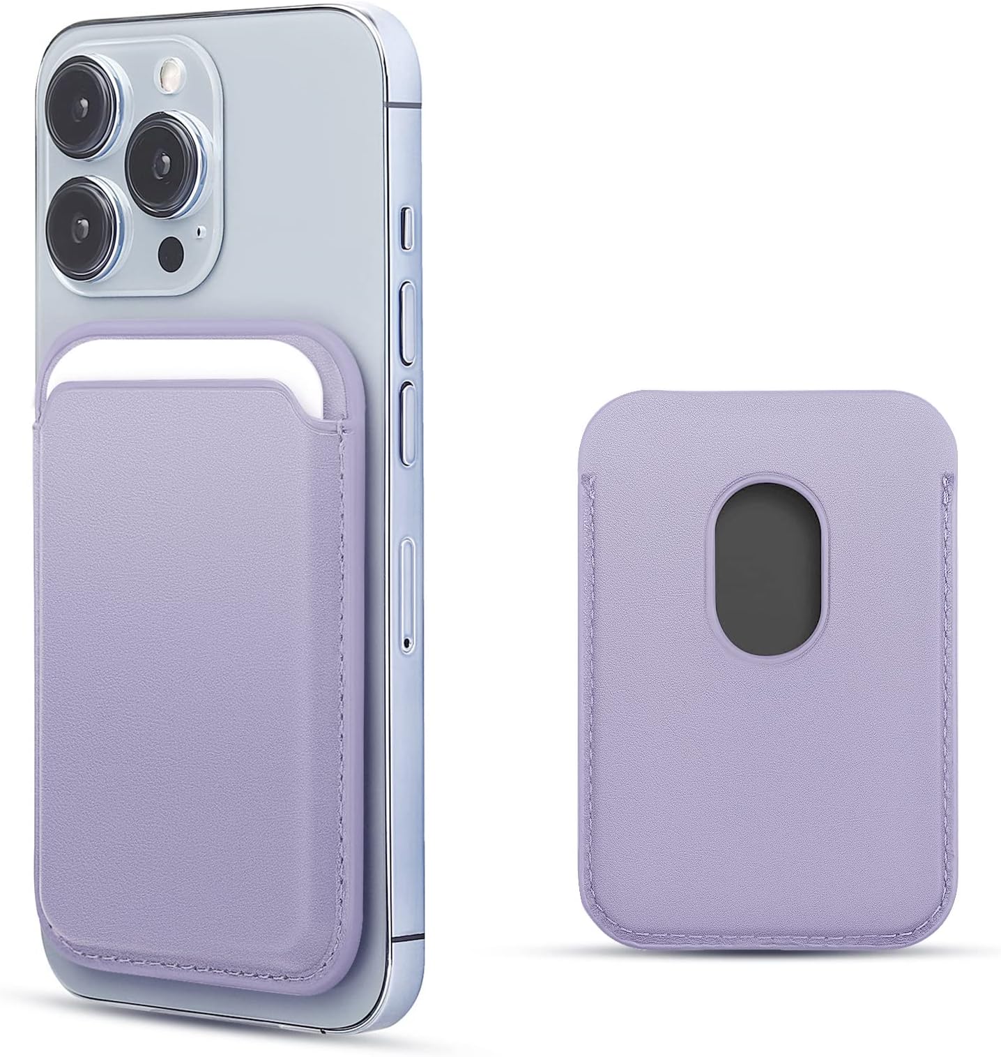WALLFIDMagsafe Wallet Leather Compatible with iPhone 15/14/13/12 Pro/Max/Plus/Mini,RFID Card Holder with MagSafe Magnet (Purple)
