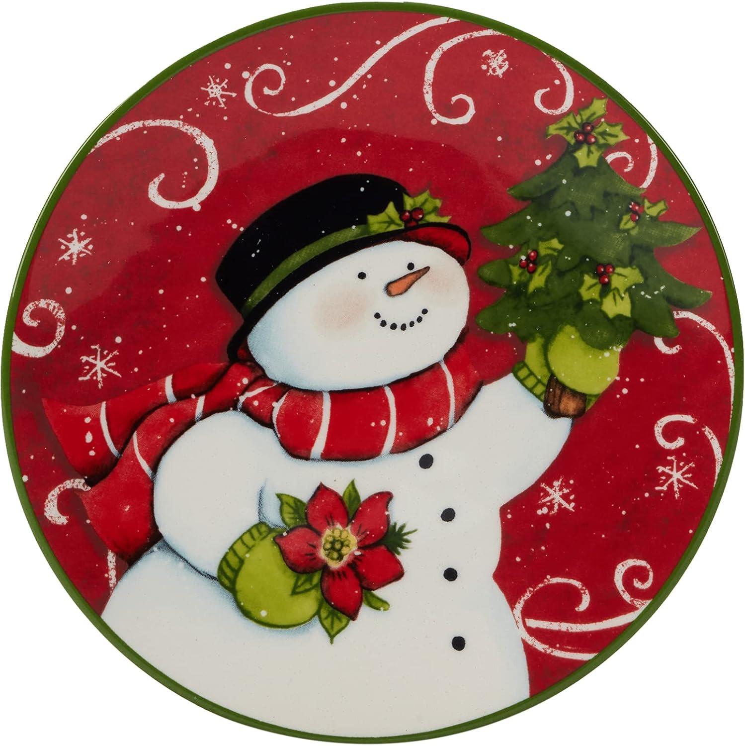 Certified International Holiday Magic Snowman 6" Canape/Luncheon/Snack Plates, Set of 4