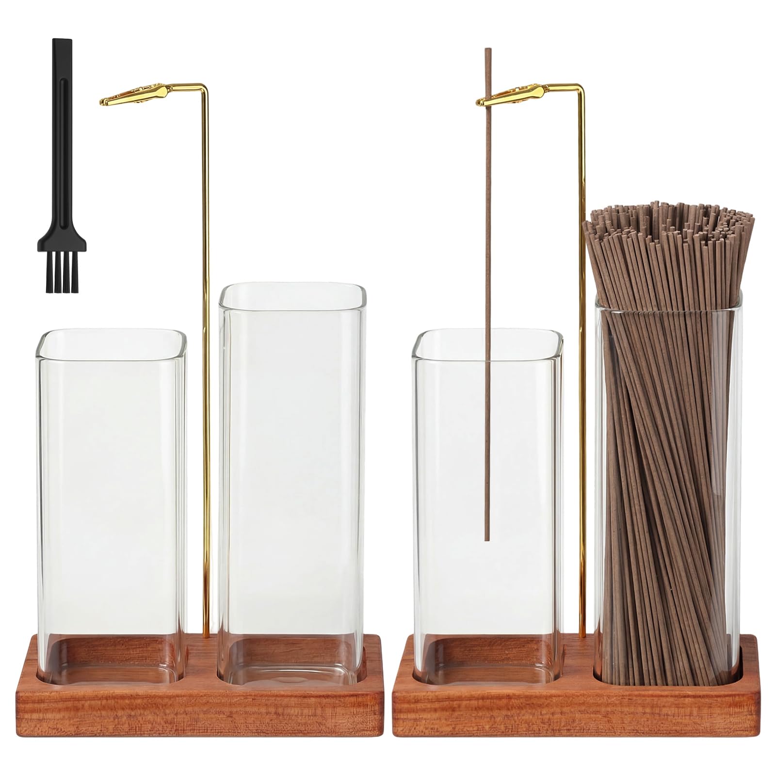 Brûleur d'encens avec récupérateur de cendres en verre pour décoration d'intérieur zen