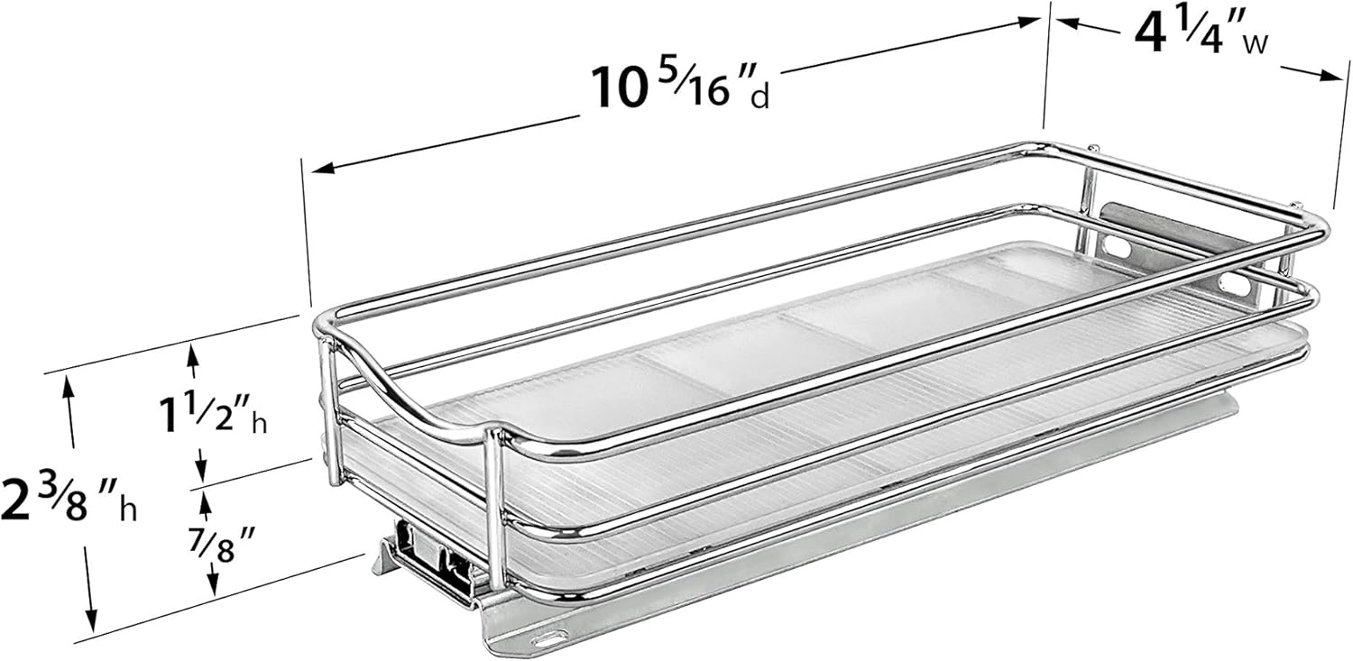 Lynk Professional Spice Rack Upper Cabinet Organizer, 4-1/4" Single Slide Out, Chrome: Kitchen & Dining