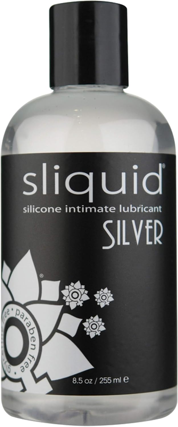 Sliquid Silver Intimate Lubricant - Silicone Lube for Women/Men/Couples, Hypoallergenic Lube, Silicone Lubricant, Waterproof, Unscented, 8.5 Fl Oz