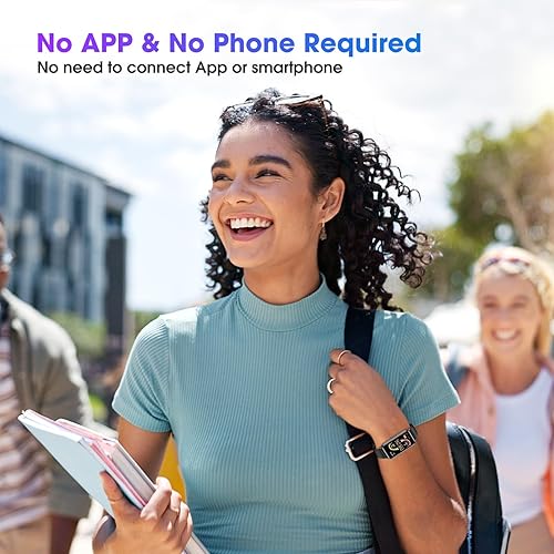 Miniatura 2 de Reloj con podómetro de batería larga, 14 días de duración de la batería, diseño delgado, no requiere aplicaciónteléfono, rastreador de actividad