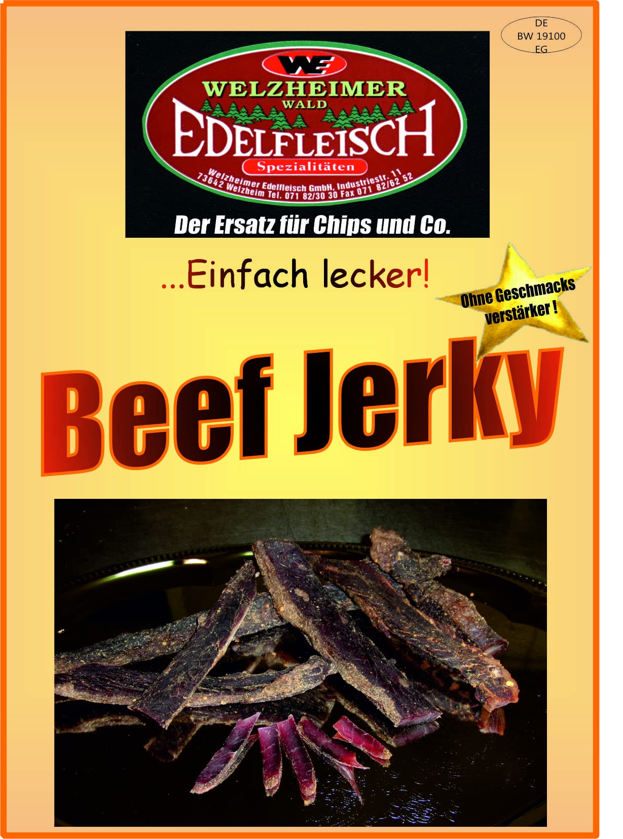 Edelfleisch Beef Jerky 10x100 Gramm 10 Sorten Biltong geschnitten
