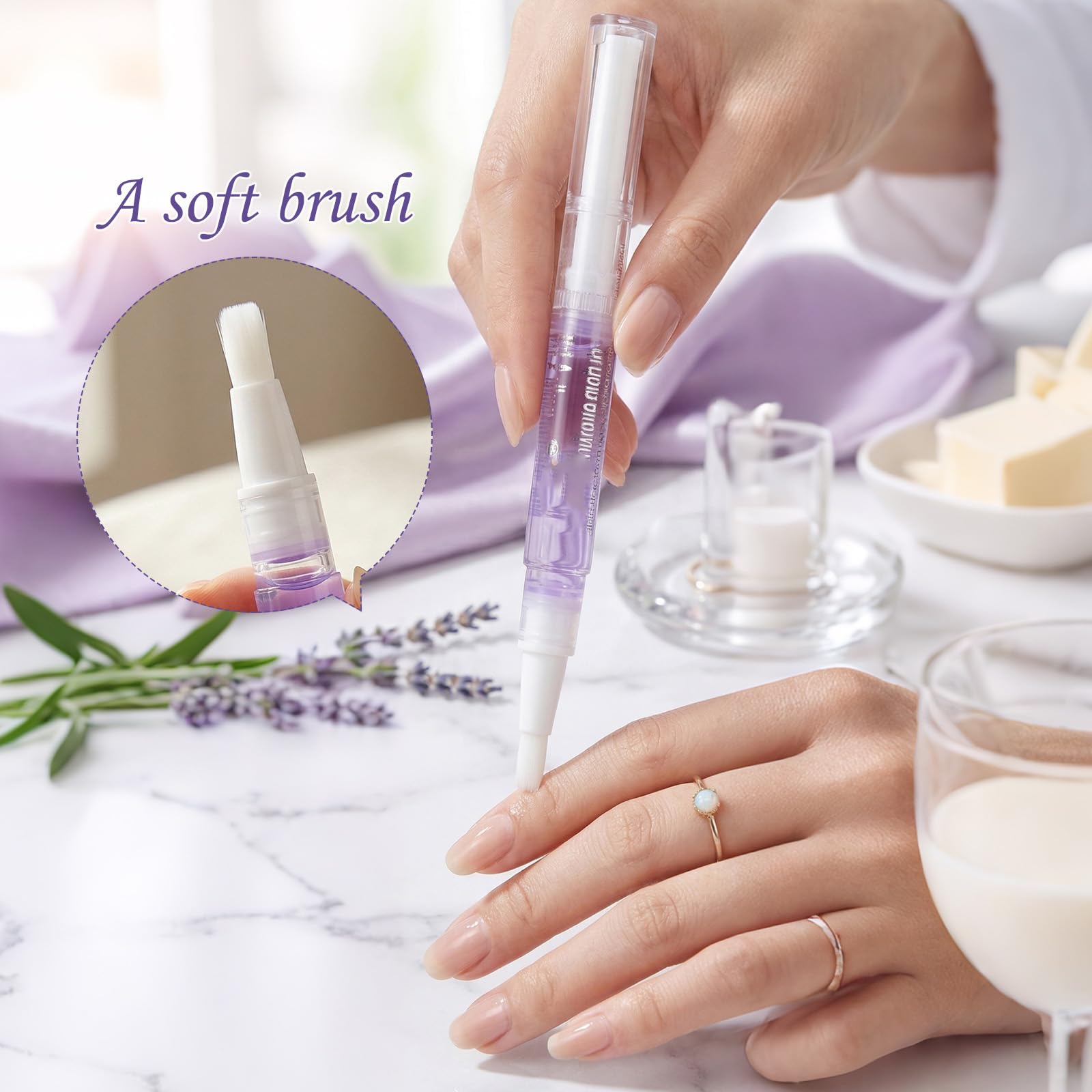 1 pz Trattamento cuticole in penna, olio nutriente alla lavanda, applicatore a pennello, previene pellicine e secchezza, per ufficio, viaggi e uso quotidiano, indispensabile per mani curate