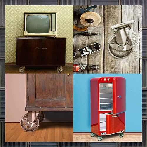 Miniatura 5 de 4 ruedas giratorias con placa giratoria de acero, con traba de freno, resistentes, con una capacidad total de 1500 libras, color gris.