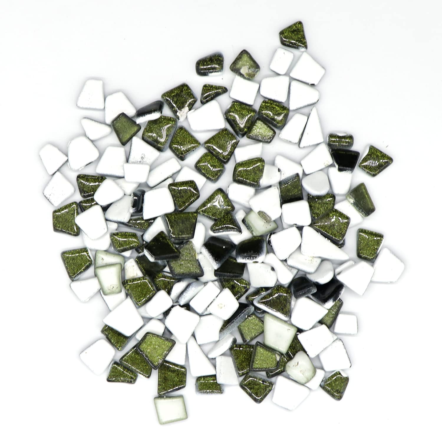 Sweven Art Mosaic Tiles, Irregular Trapezoids 12-15mm Size, 4mm Thick, Glitter Olive Green Colour (Pack of 200Gms)-image-16