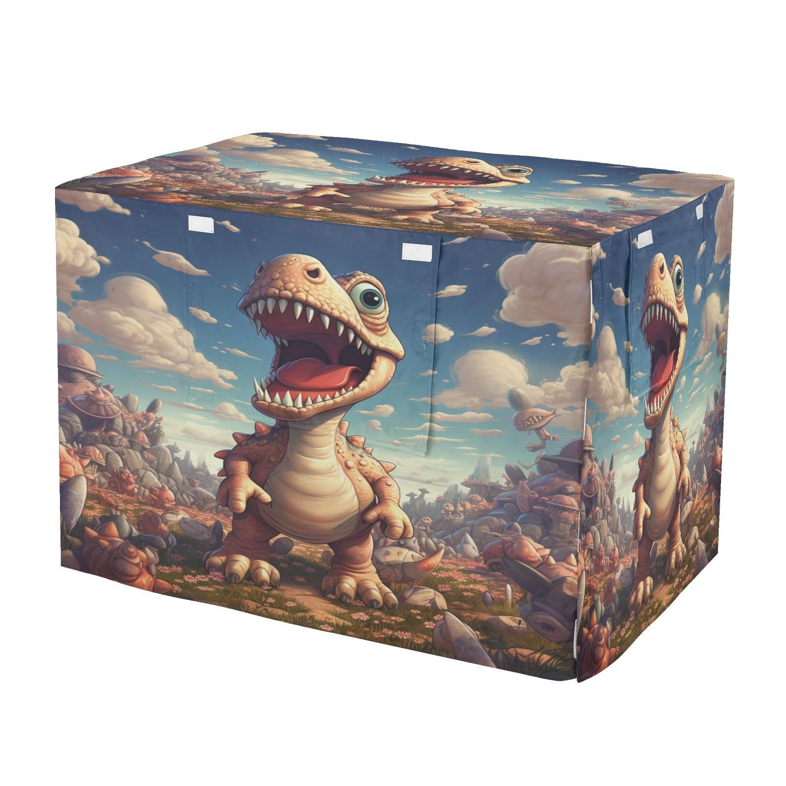 KAAVIYO Cartoon Happy Dinosaur Dog Cat Crate Cover,Waterproof Pet Kennel Covers for Animals Cages Indoor Outdoor
