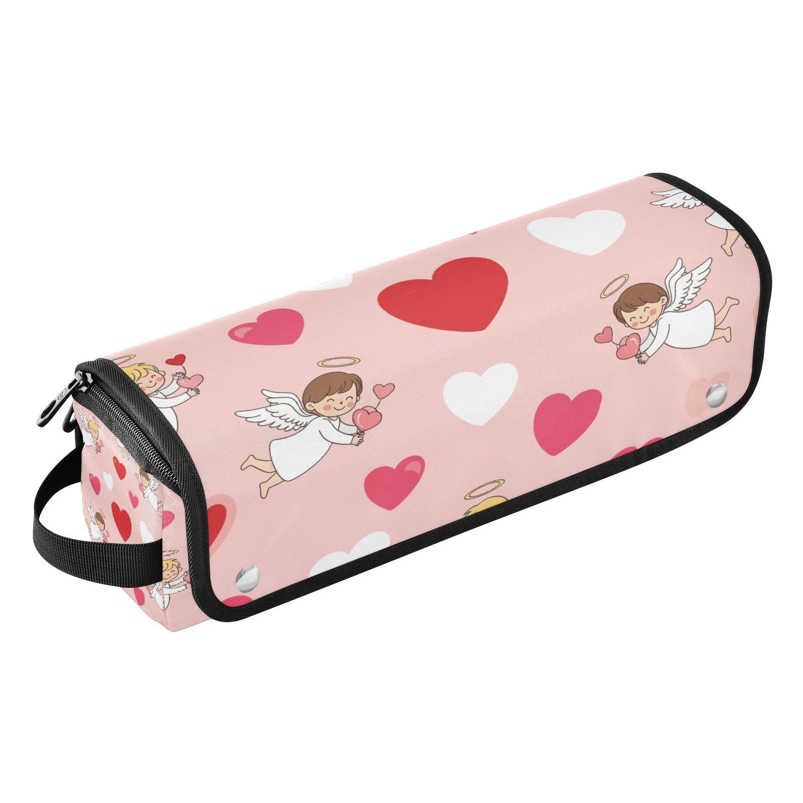 Valentines Angels Hearts Hair Tools Travel Bag Portable Hair Accessory Organizer with Heat Resistant Mat 2 in 1