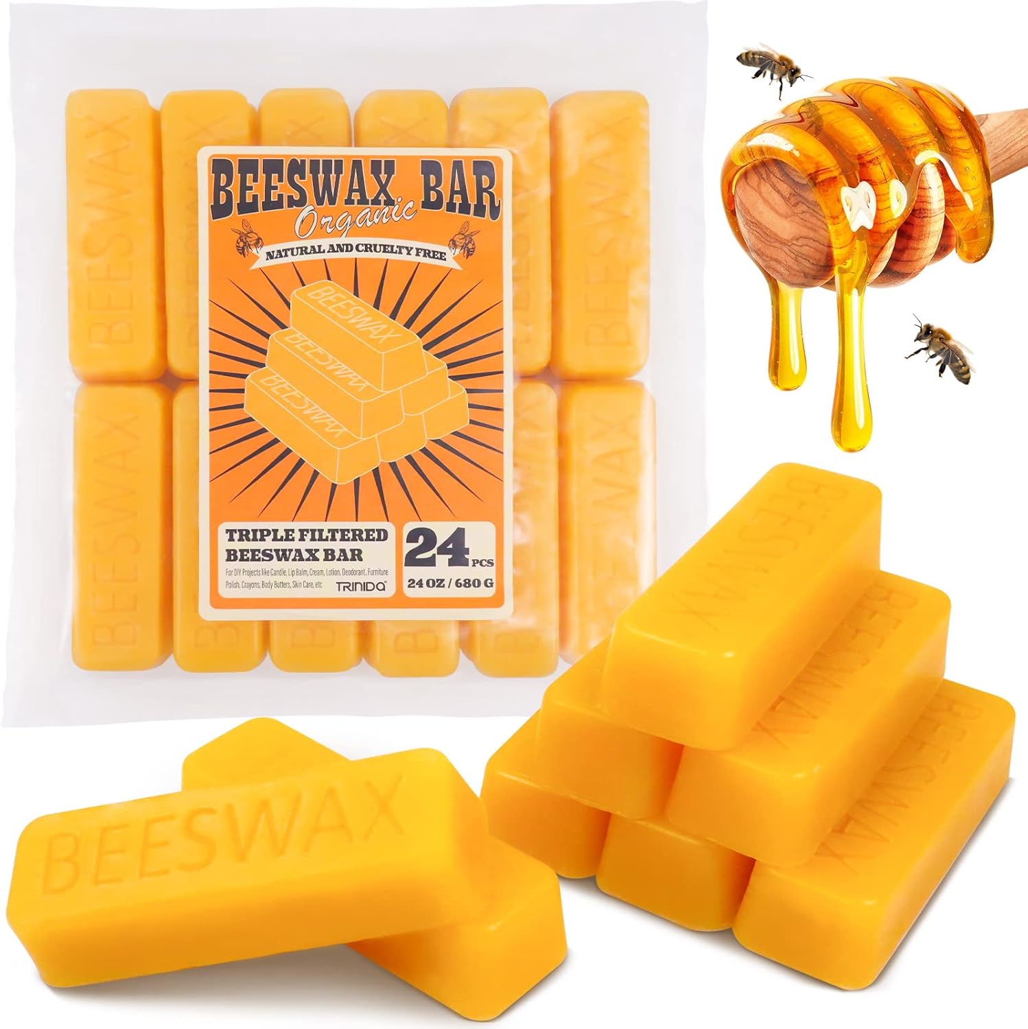 TRINIDa Yellow Beeswax Pellets 5LB(80 oz), Organic Bees Wax Pellets for DIY Candles, Beeswax for Candle Making, Skin, Body, Face, and Hair Care, Lotions, DIY Creams, Lip Balm and Soap Making