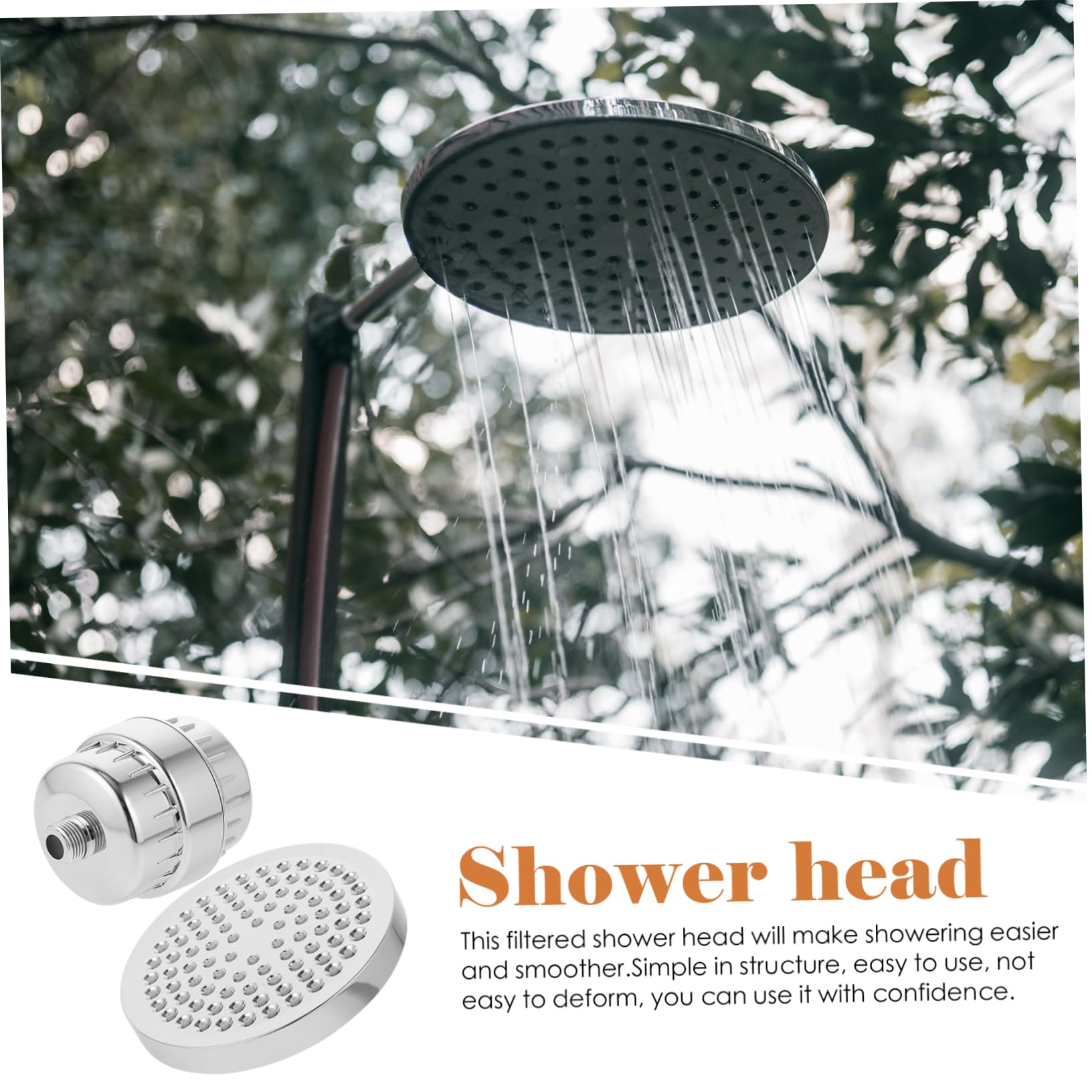 PRETYZOOM Filtro de Ducha para Agua Dura, ABS Plata, 15 Niveles Rotatorio | Sistema Multicapa, Algodón Interno, Esfera Sólida, Movimiento Libre 360°, Cuerpo Anti Deformación, Estructura Resistente