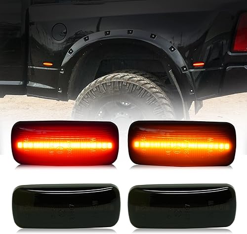 D-Lumina Conjunto de luces LED laterales ámbar y rojo compatible con Dodge Ram 2500 3500 2010-2017 marcadores laterales de guardabarros de cama