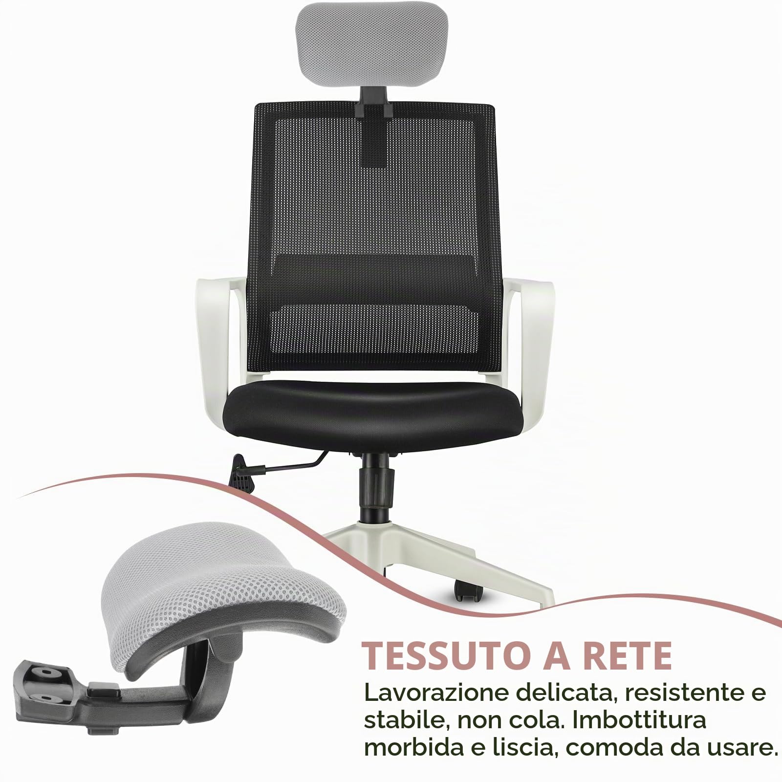 MAGICLULU 1 Set Poggiatesta Regolabile Per Sedia Da Ufficio, Cuscino Per Testa E Collo, Facile Da Montare, Supporto Ergonomico, Regolabili, Per Casa E Ufficio, Argento Grigio (Cornic