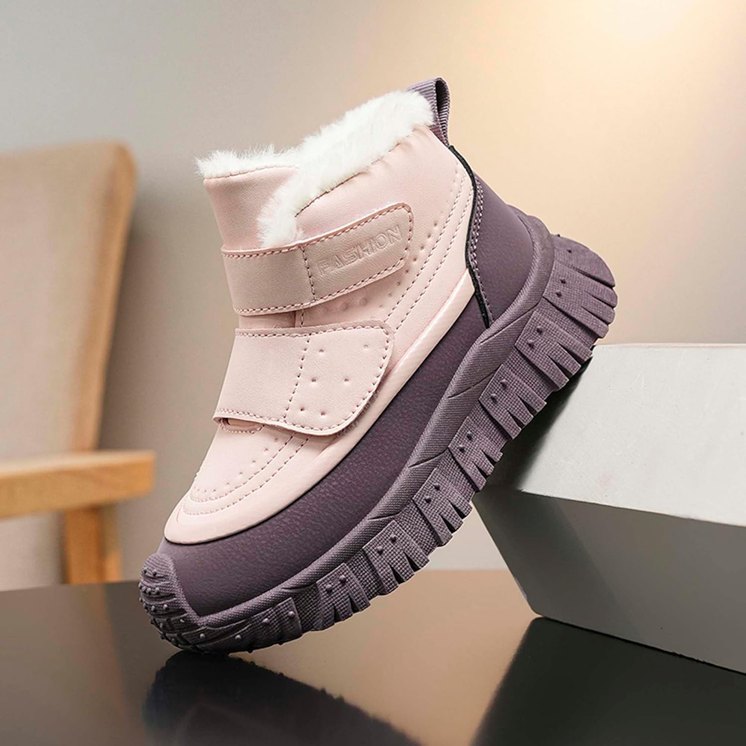 Kids Mid Top Comfortable Anti Slip Outdoor Hiking Boots, Lightweight and Durable Warm Burable, Suitable For Backpacks, Fitness Training, Snow Sports Hiking Boots