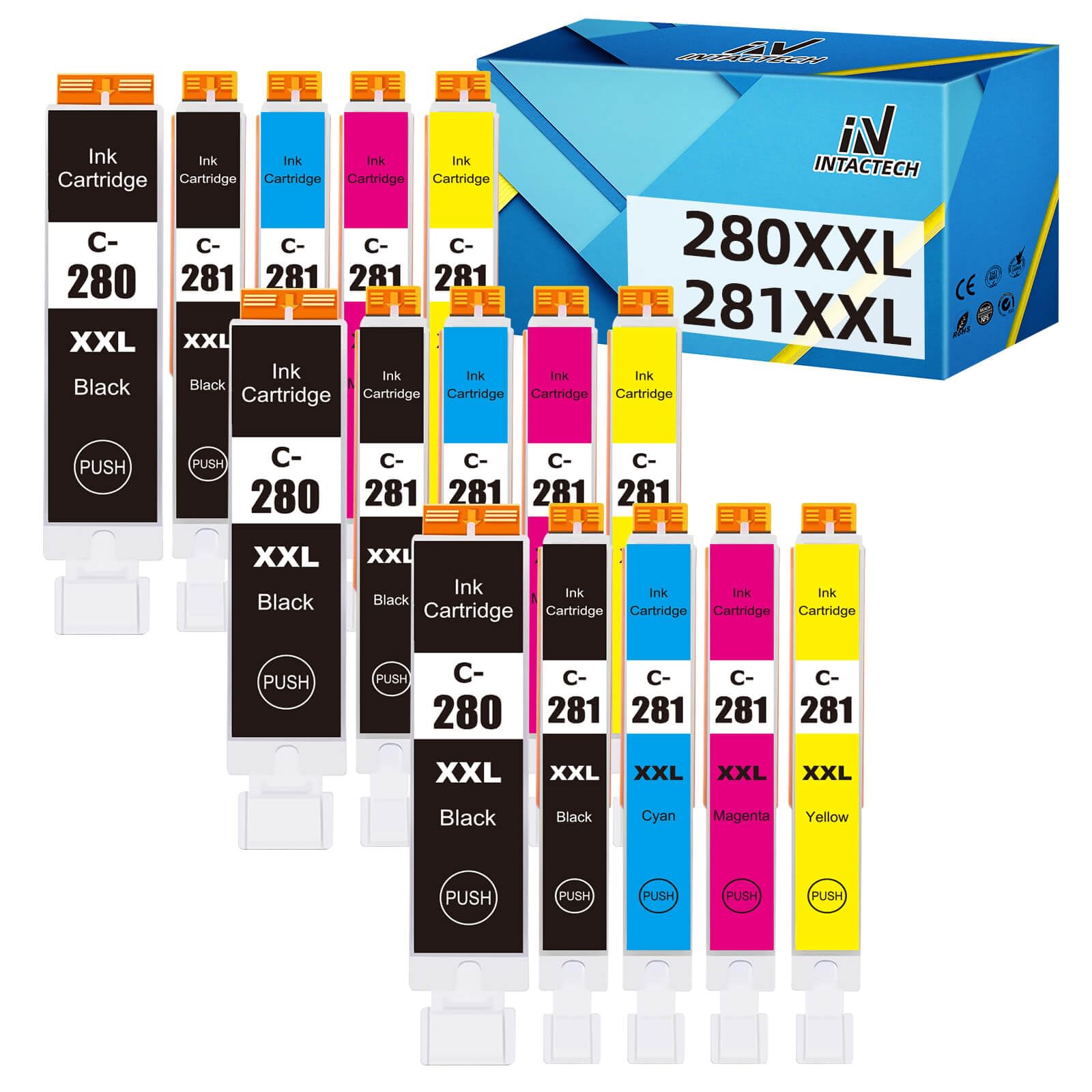 IN INTACTECH PGI-280 XXL CLI-281 XXL Compatible Ink Cartridges Replacement for Canon 280 281 Work with Pixma TR8620a TR8620 TS702a TS9520 TS9521C